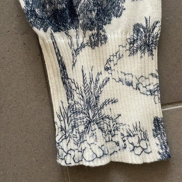 Tory Burch tropical print navy blue white/cream cotton cardigan - Picture 14 of 17